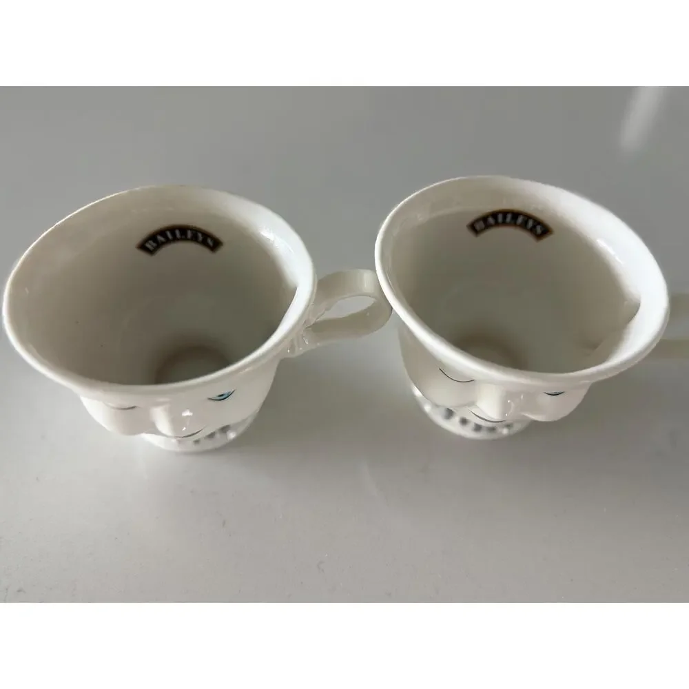 Vintage Baileys Irish Cream Winking Face Cups, 1990s Ceramic Barware Set (2)